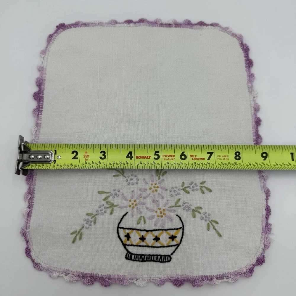 Antique 3 Piece Embroidered Linen Armchair Set‎ Textiles Antimacassar Lavender